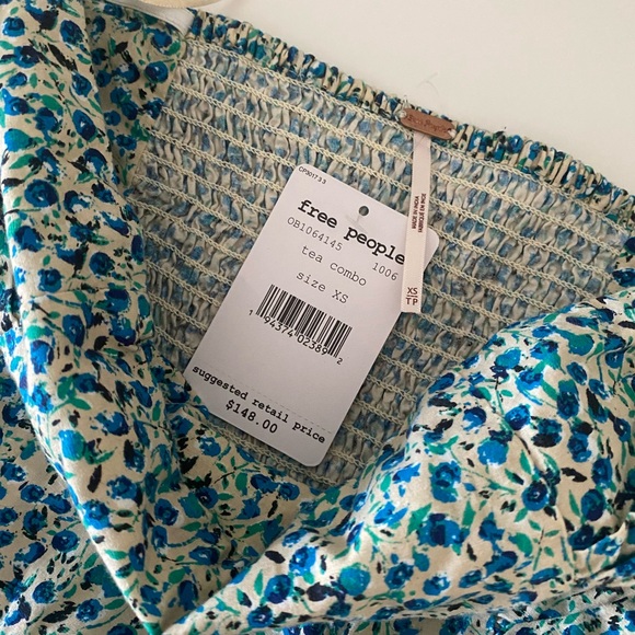 Free People Mustang Strapless Ruched Back Wide Leg Jumpsuit In Tea Combo - Picture 7 of 8